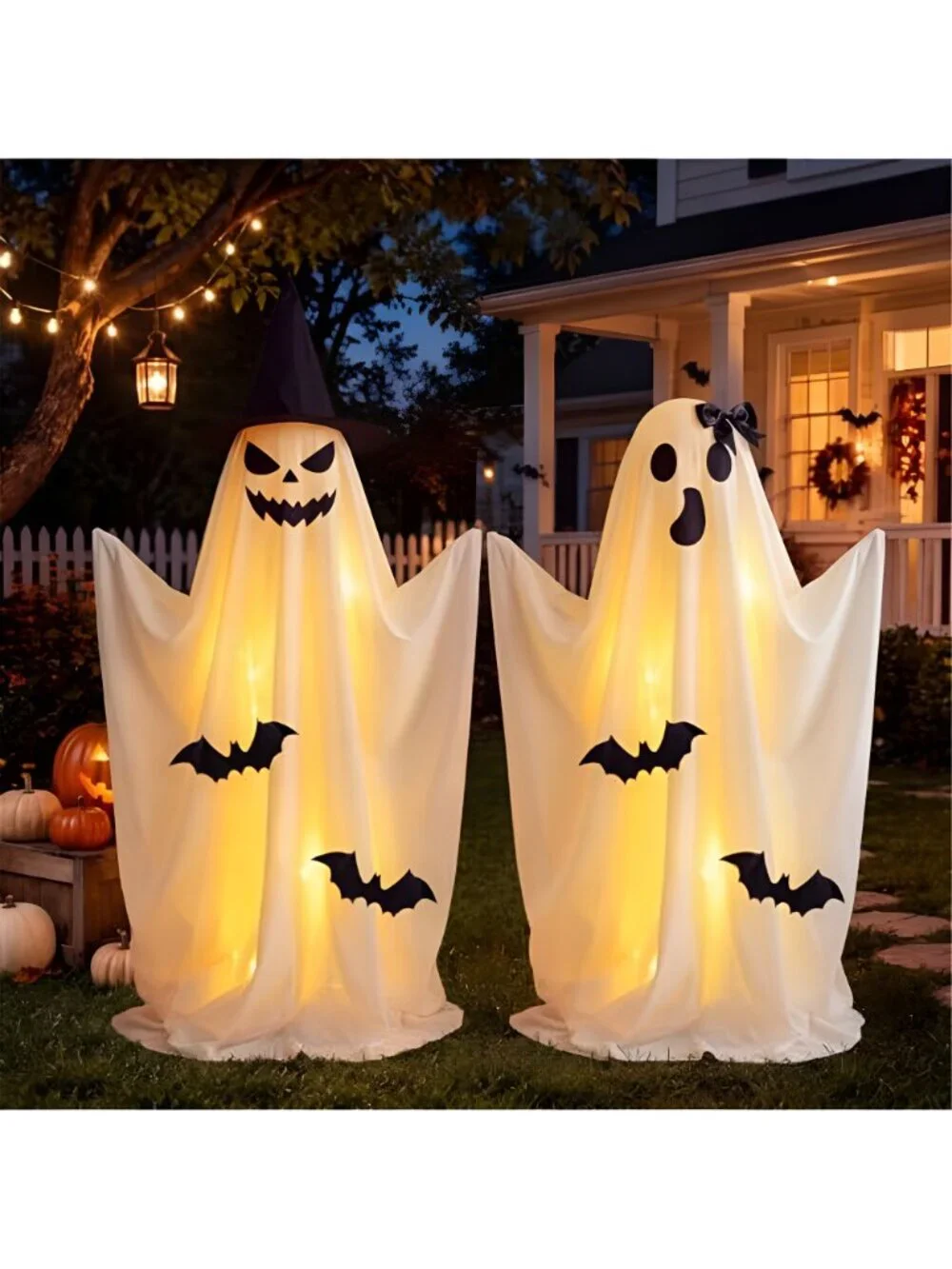 2 Pcs Halloween Light up Ghost Decorations Indoor, Purple